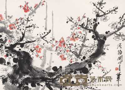 关山月  梅 镜心 49×69cm